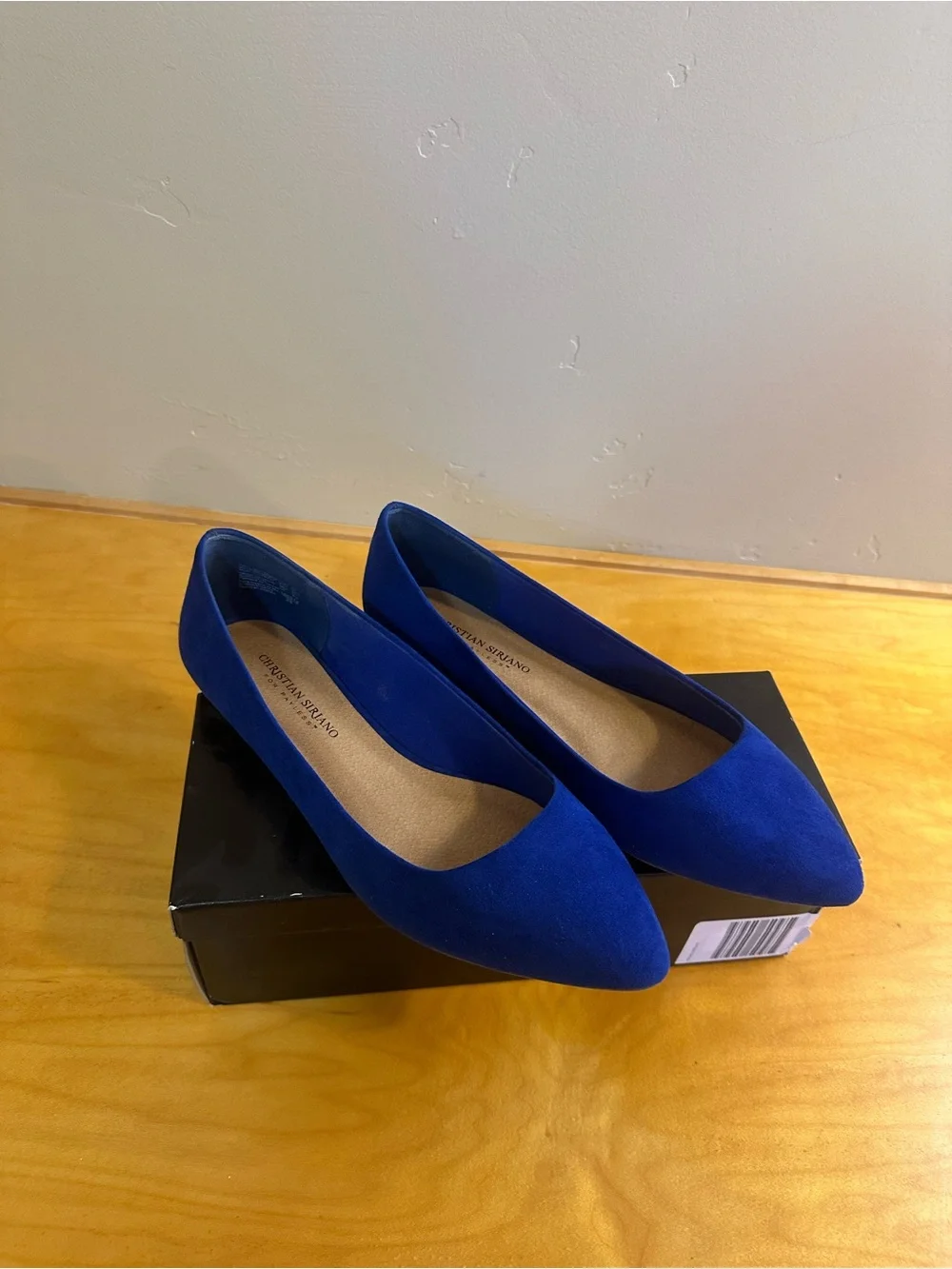 Christian Siriano Faux Suede Pointed Toe  Ballet Flats Cobalt Size 10